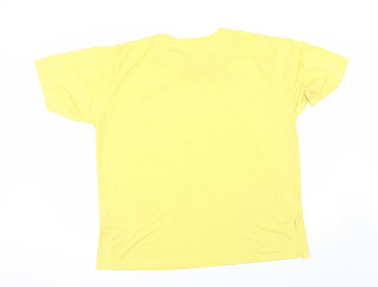 Lucky Womens Yellow  Cotton Basic T-Shirt Size 2XL Round Neck