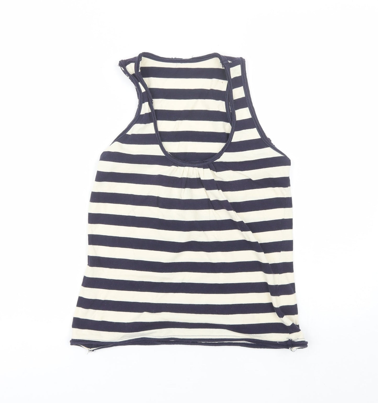 Preworn Womens Blue Striped Cotton Basic Tank Size S Round Neck