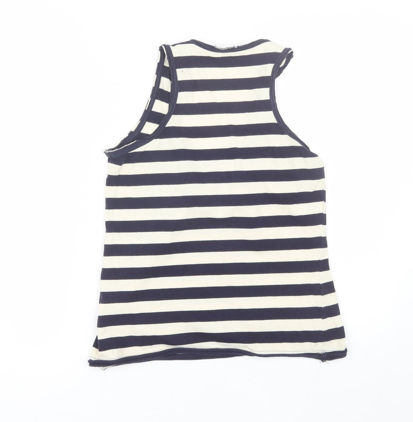 Preworn Womens Blue Striped Cotton Basic Tank Size S Round Neck