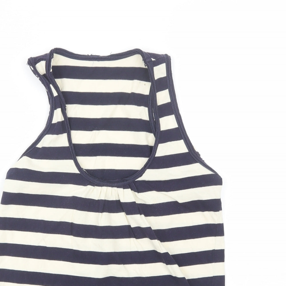 Preworn Womens Blue Striped Cotton Basic Tank Size S Round Neck