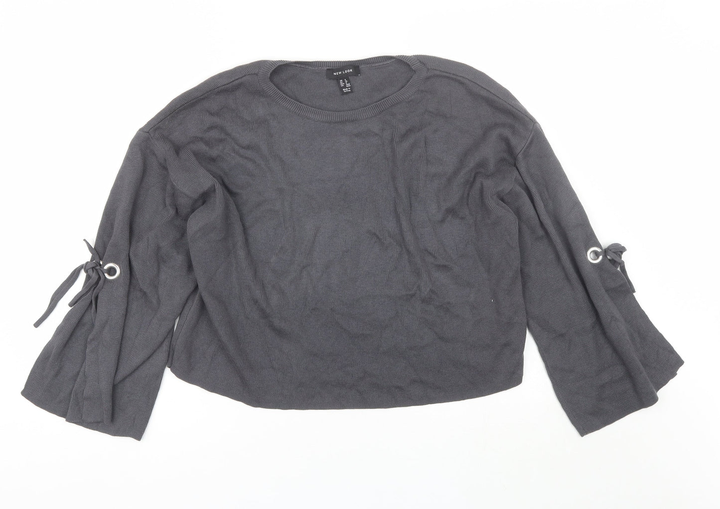 New Look Womens Grey Round Neck  Acrylic Pullover Jumper Size 8