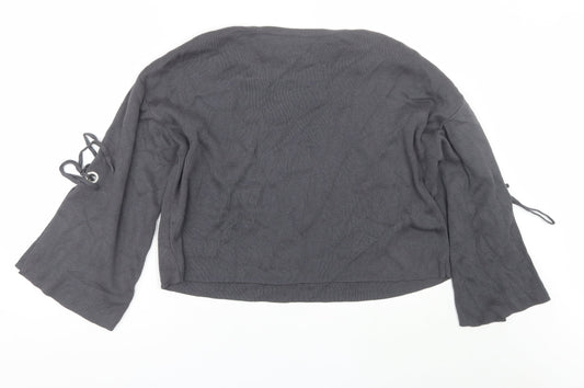 New Look Womens Grey Round Neck  Acrylic Pullover Jumper Size 8
