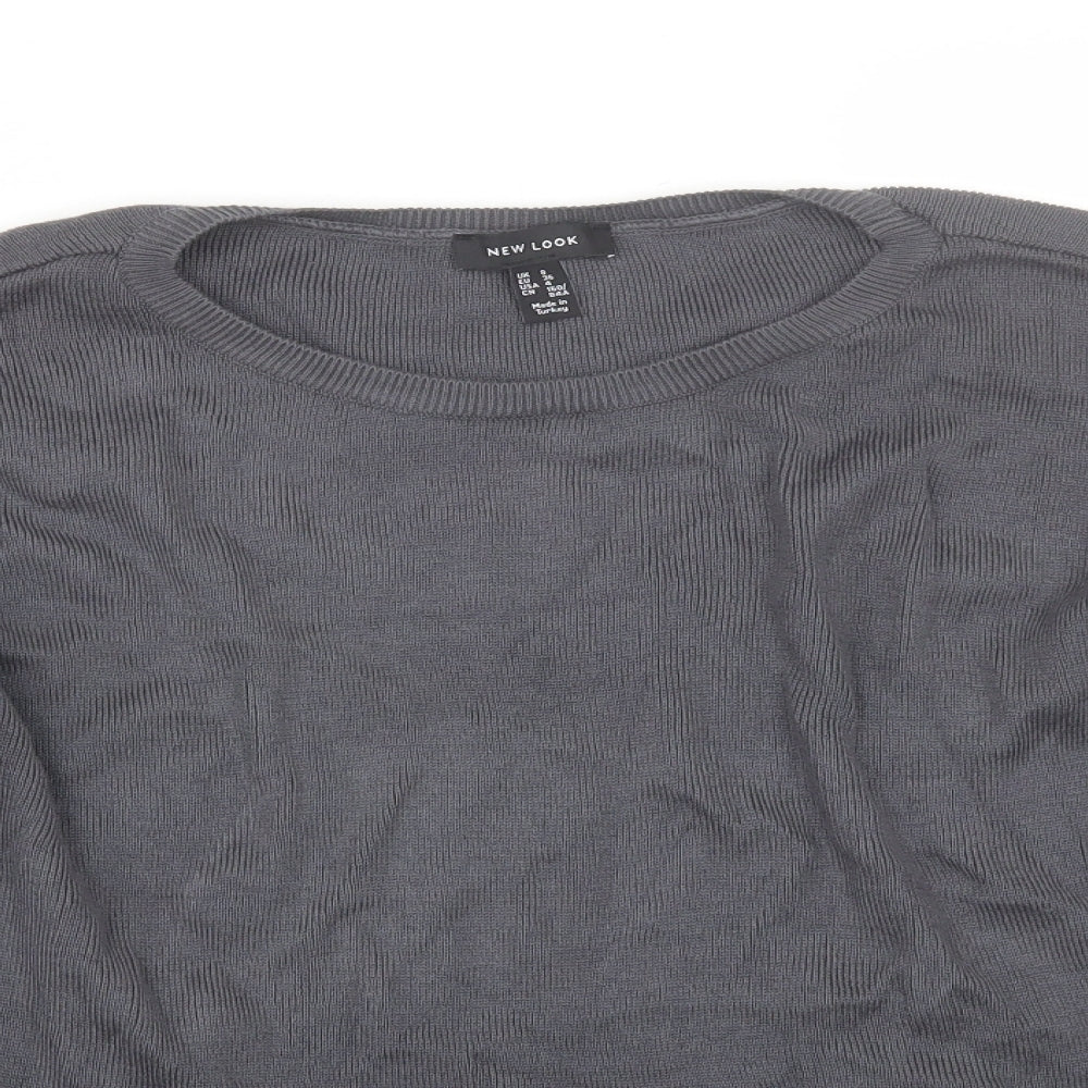 New Look Womens Grey Round Neck  Acrylic Pullover Jumper Size 8