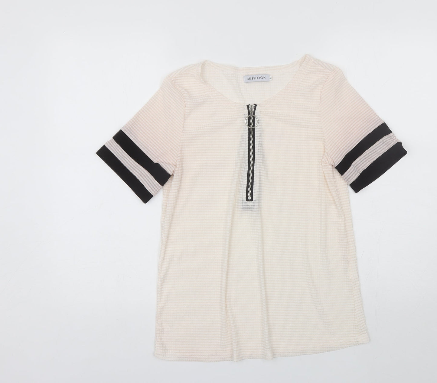 MissLook Womens Pink  Cotton Blend Basic Blouse Size S V-Neck