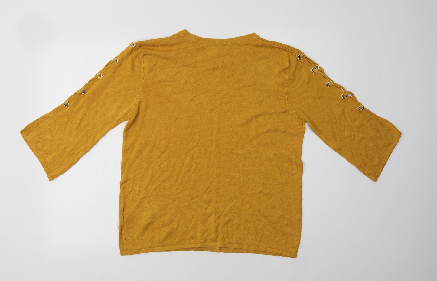 Peaco Womens Yellow Crew Neck  Viscose Pullover Jumper Size 14
