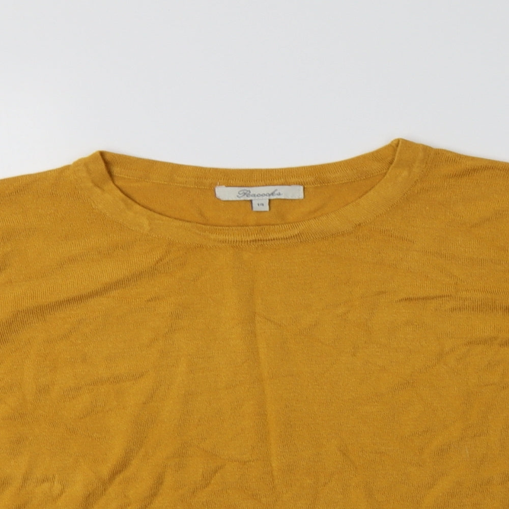 Peaco Womens Yellow Crew Neck  Viscose Pullover Jumper Size 14