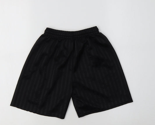 Preworn Boys Black Striped Polyester Sweat Shorts Size 9-10 Years  Regular