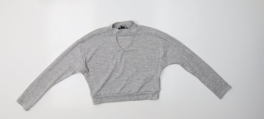 New Look Girls Grey Mock Neck  Polyester Pullover Jumper Size 12-13 Years