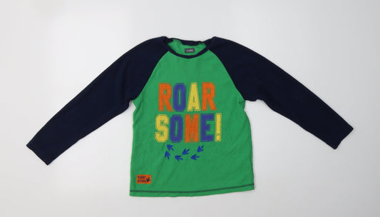 Studio Boys Green Colourblock Polyester Henley Sweatshirt Size 8-9 Years