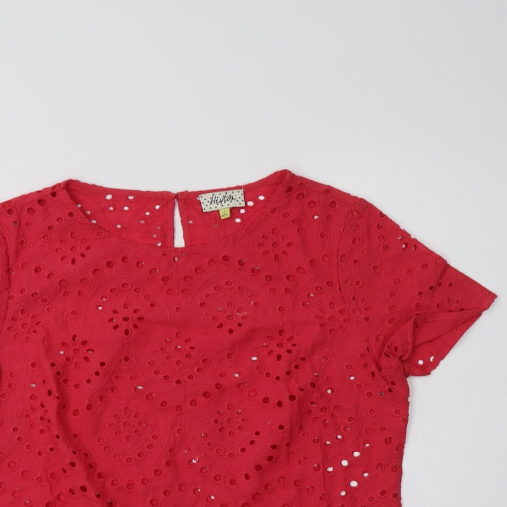 Hayton Womens Pink  Cotton Basic Blouse Size 10 Crew Neck