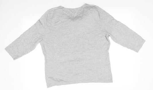 Soon Womens Grey Round Neck Floral Viscose Pullover Jumper Size 18   - Light Grey 3D flower decoration