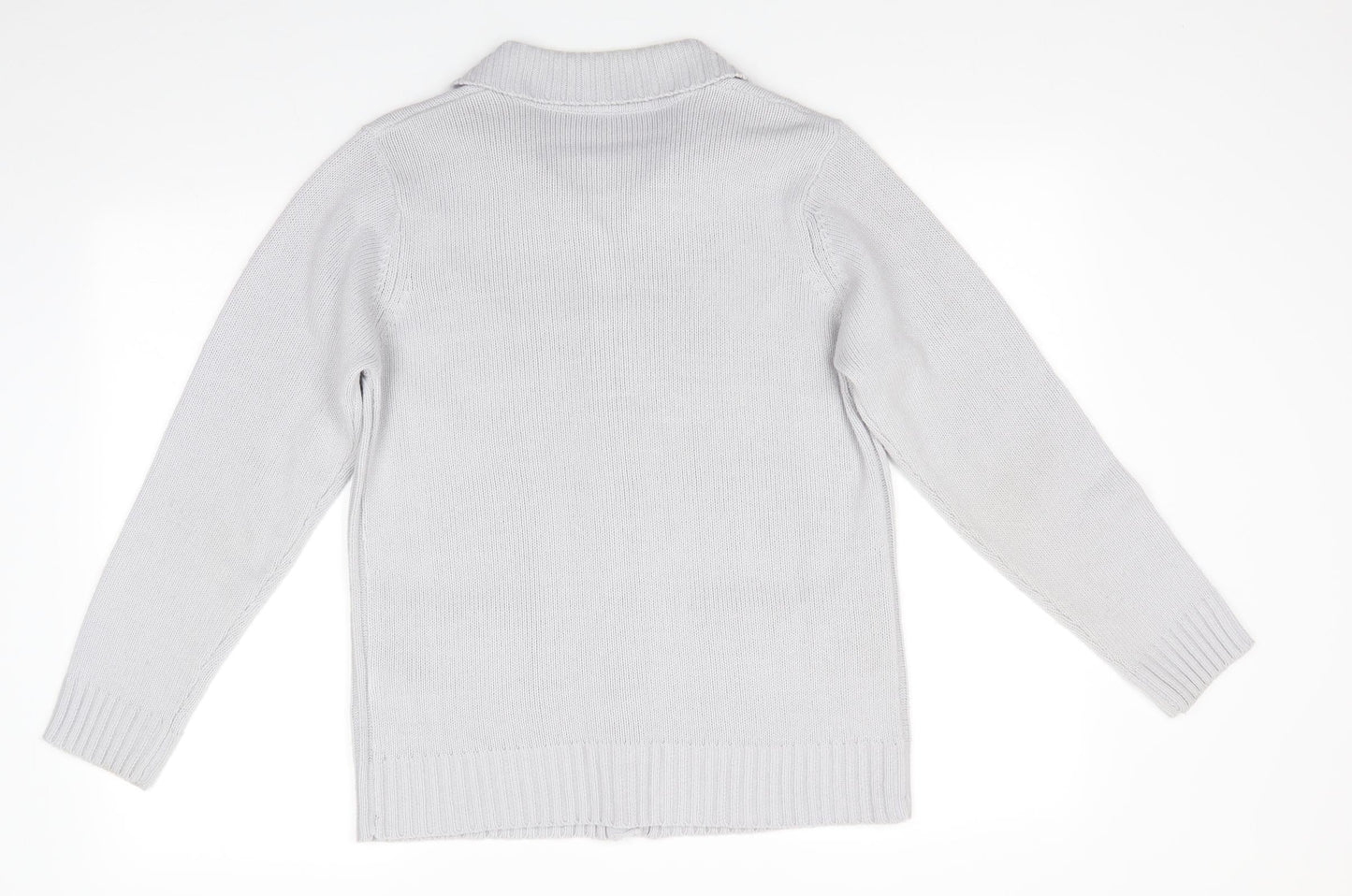 Preworn Womens Grey Collared  Acrylic Cardigan Jumper Size 10   - Light Grey