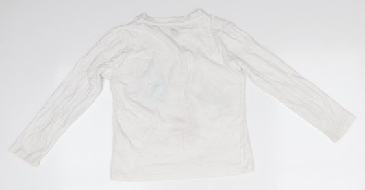 Comic Relief Girls White Animal Print Cotton Basic Casual Size 6 Years Round Neck  - Sully & Mike Monsters