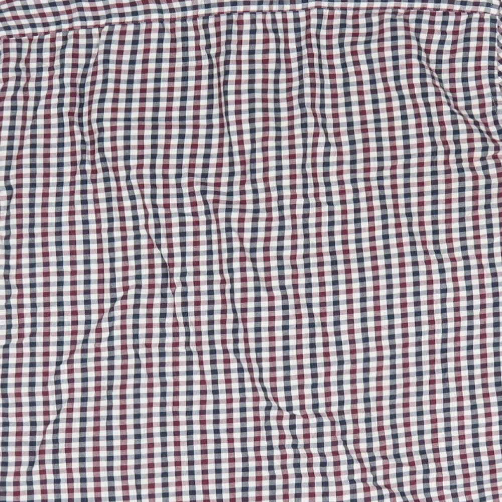 Florence and Fred Mens Blue Check Cotton  Button-Up Size M Collared  - Buttoned Collar Blue Brown White Checks