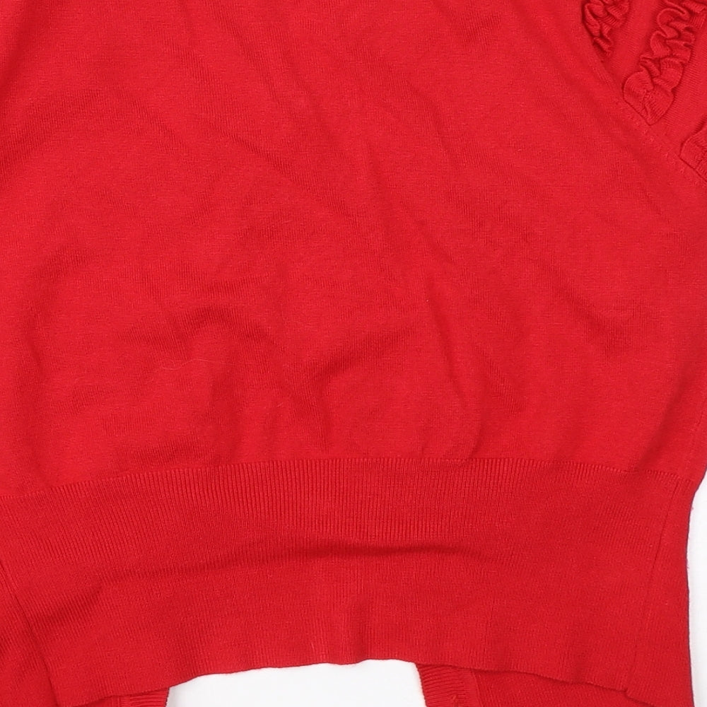NEXT Womens Red Round Neck  Viscose Cardigan Jumper Size 12