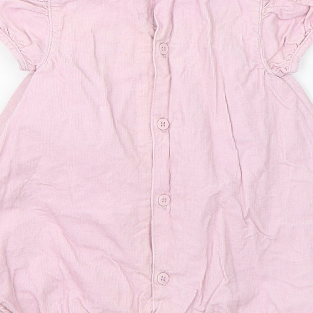 mamas & papas Girls Pink  Cotton A-Line  Size 0-3 Months  Round Neck