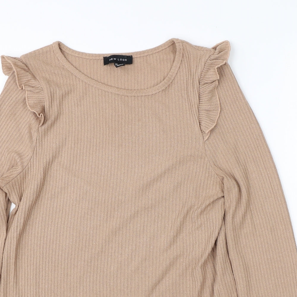 New Look Womens Brown Round Neck  Viscose Pullover Jumper Size 10
