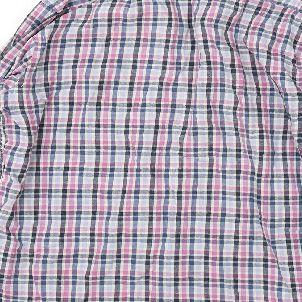 James Aubrey Mens Multicoloured Check Cotton  Button-Up Size M Collared Button