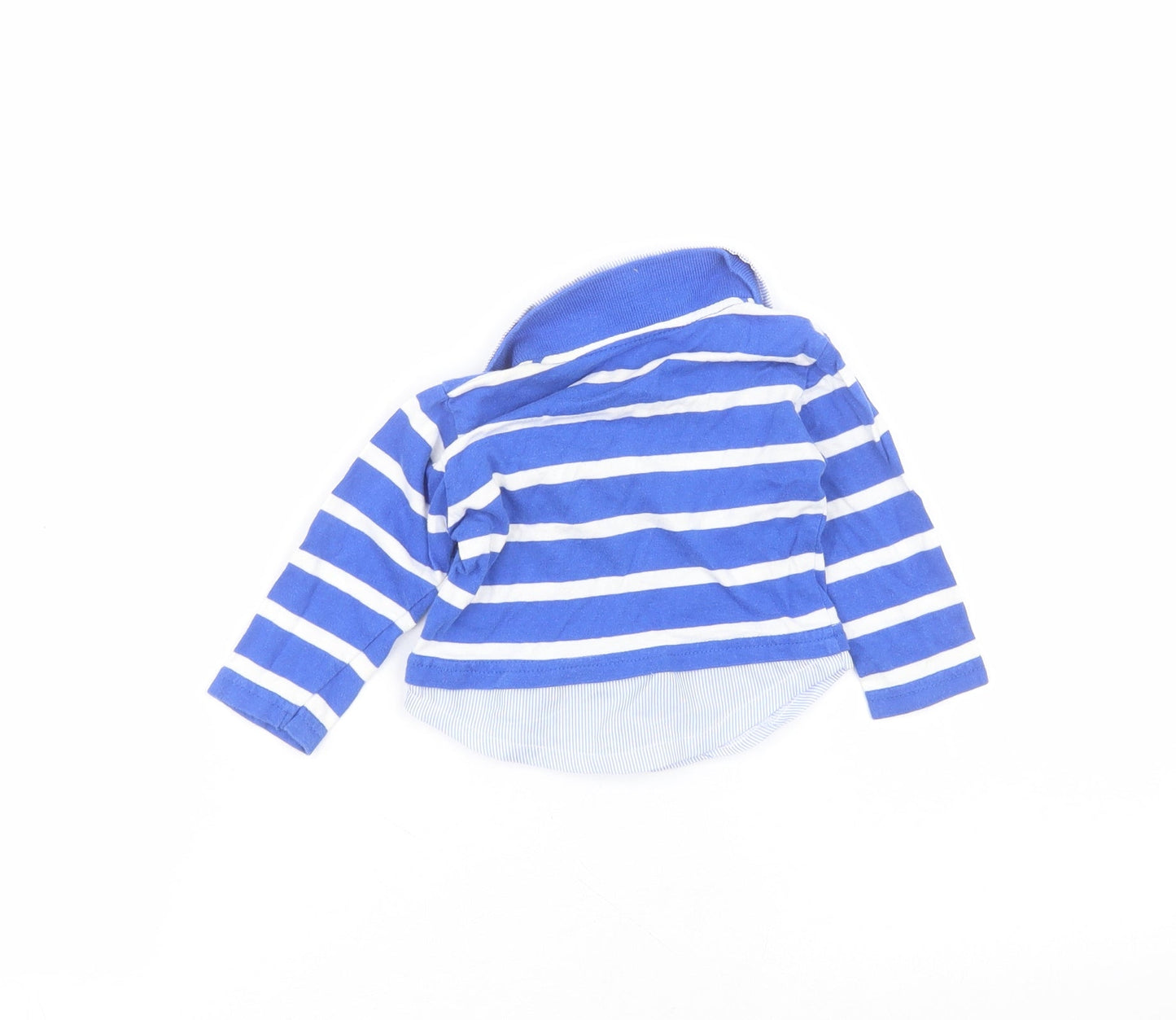 Earlydays Baby Blue Striped Cotton Basic Polo Size 0-3 Months Collared