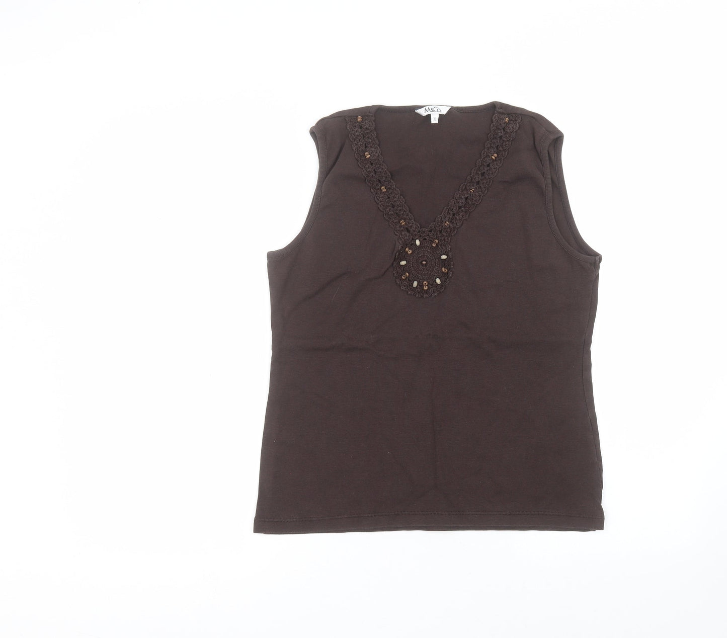 M&Co Womens Brown  Cotton Basic T-Shirt Size XL Round Neck