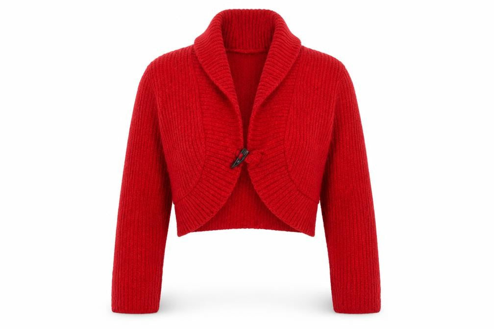 Editions Womens Red V-Neck  Acrylic Cardigan Jumper Size S