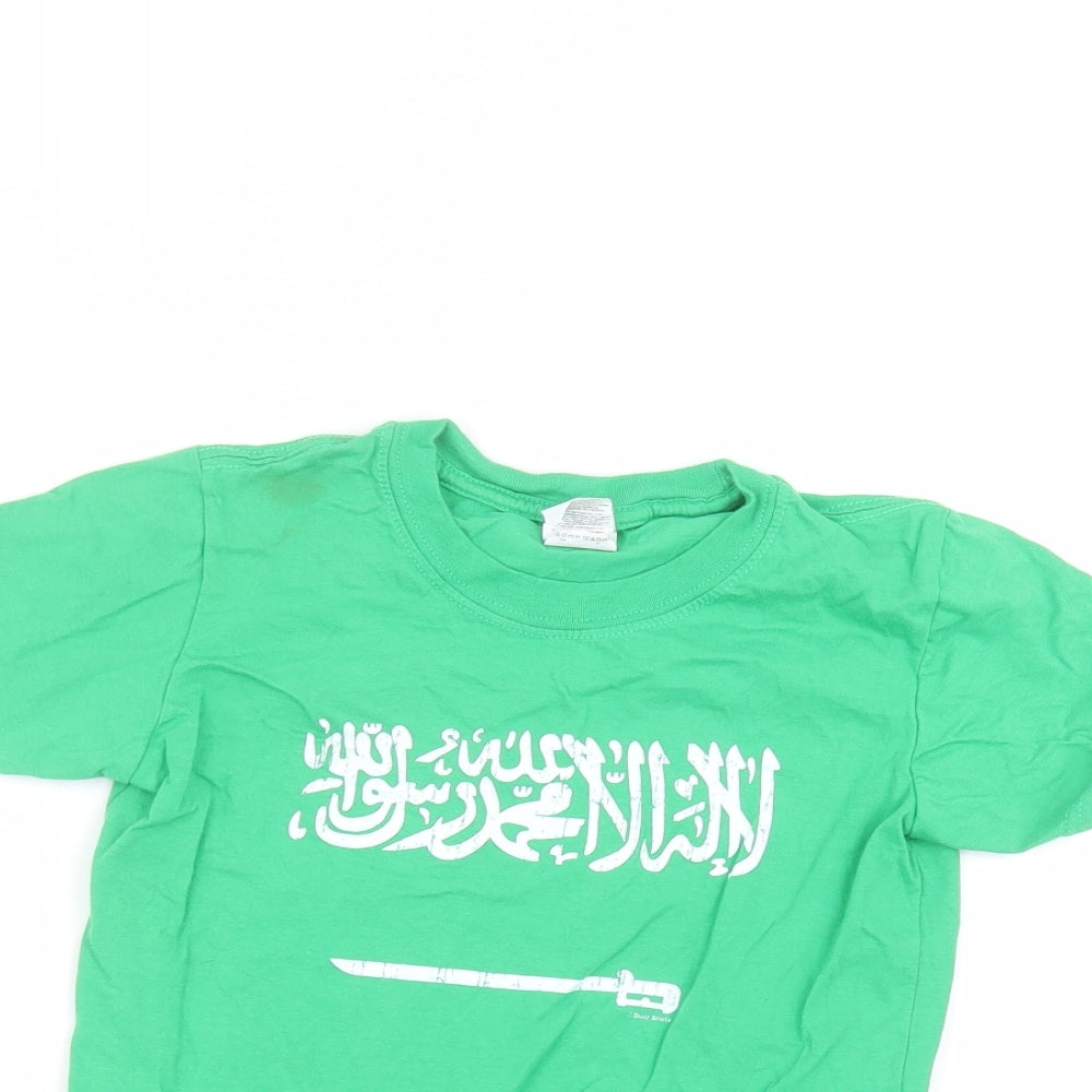 Gilden Boys Green  Cotton Basic T-Shirt Size S Round Neck
