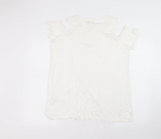 capsule  Womens White  Viscose Basic T-Shirt Size 18 Round Neck