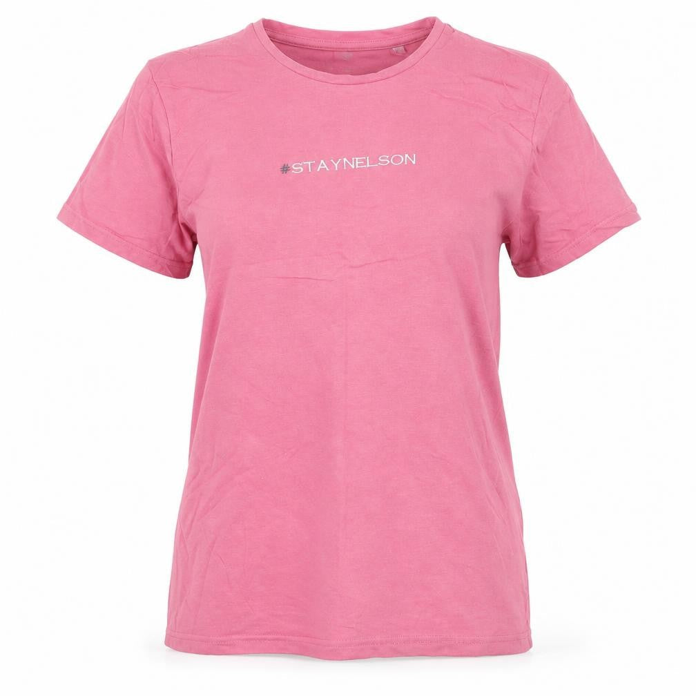 SF WOMEN Womens Pink  Cotton Basic T-Shirt Size XL Round Neck - #STAYNELSON