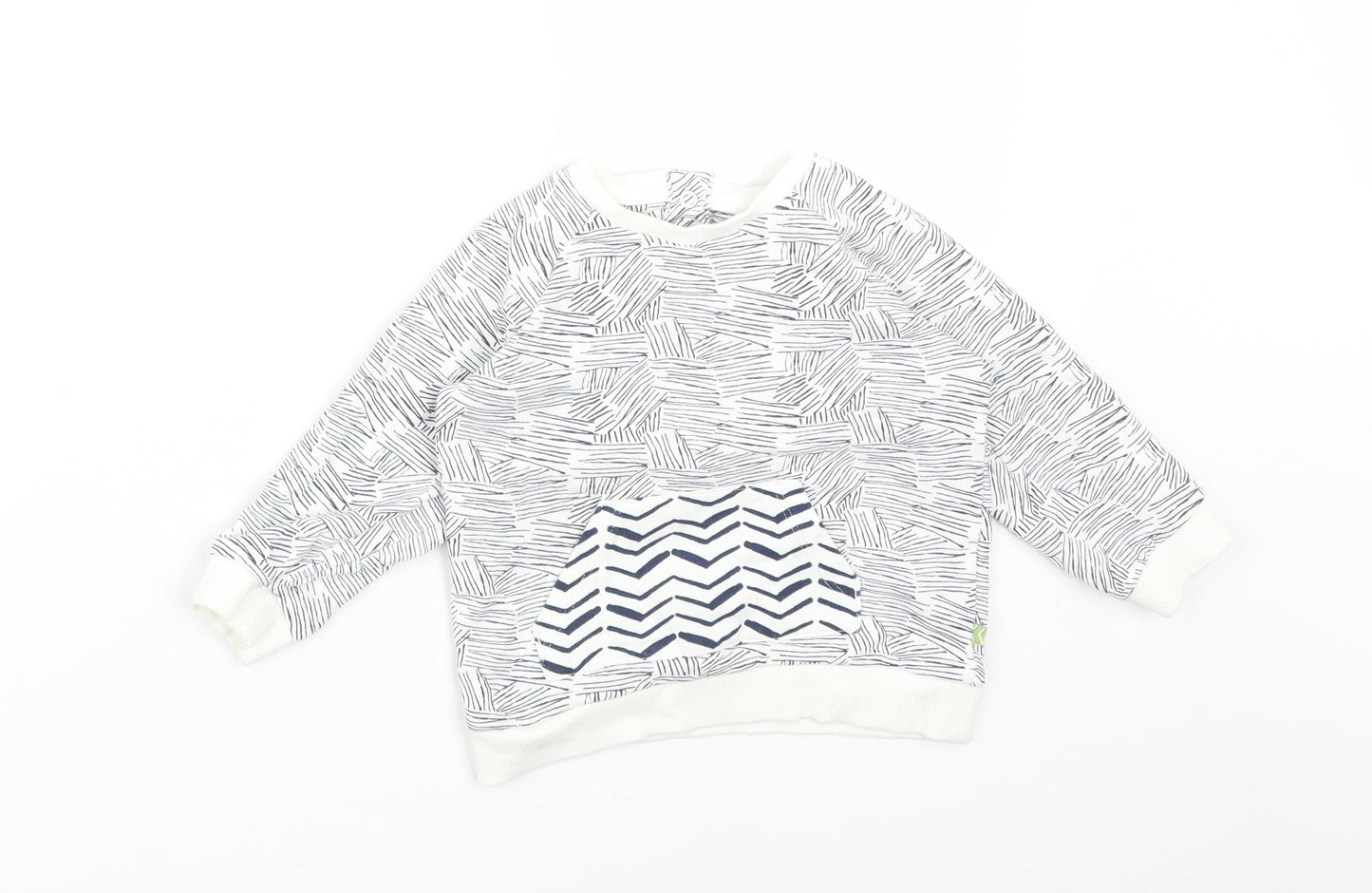 M&S  Multicoloured Geometric Cotton Basic T-Shirt Size 12-18 Months Round Neck