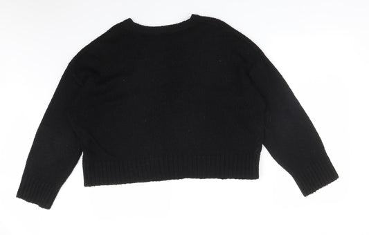 New Look Womens Black  Acrylic Pullover Sweatshirt Size L