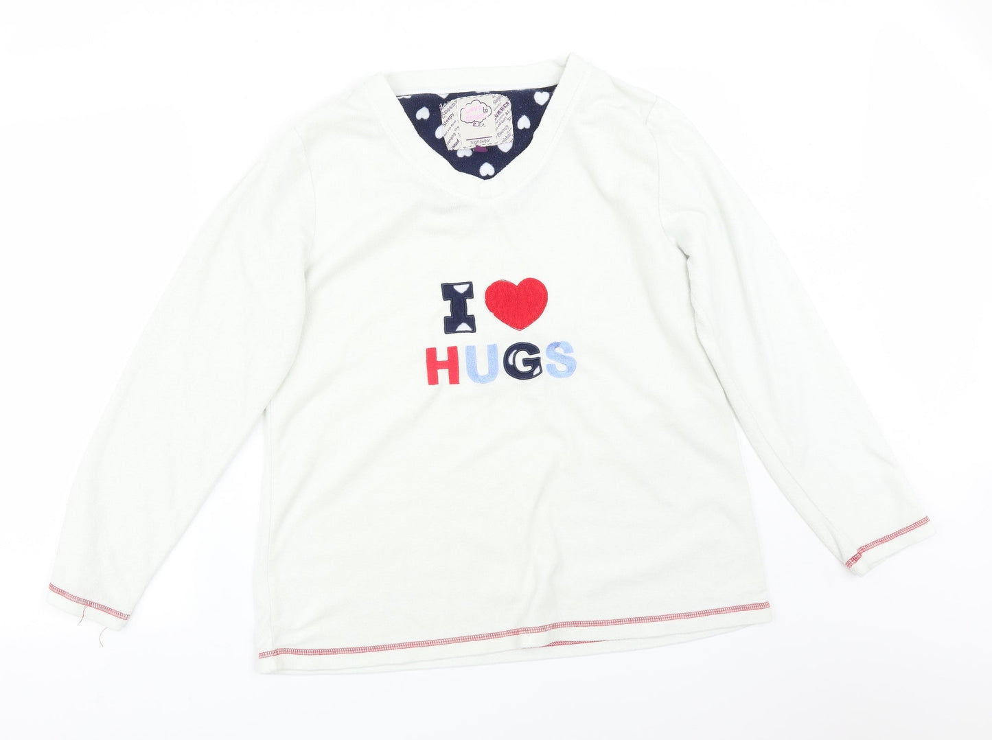 Love To Dream Womens White Solid Polyester  Pyjama Top Size 18   - I <3 HUGS