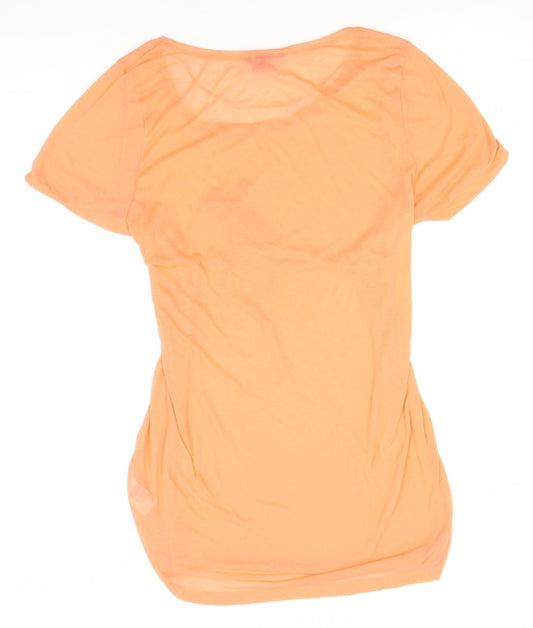 H&M Womens Orange  Polyester Basic T-Shirt Size M Round Neck