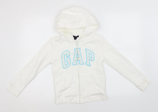 Gap Boys White  Cotton Full Zip Hoodie Size 8-9 Years