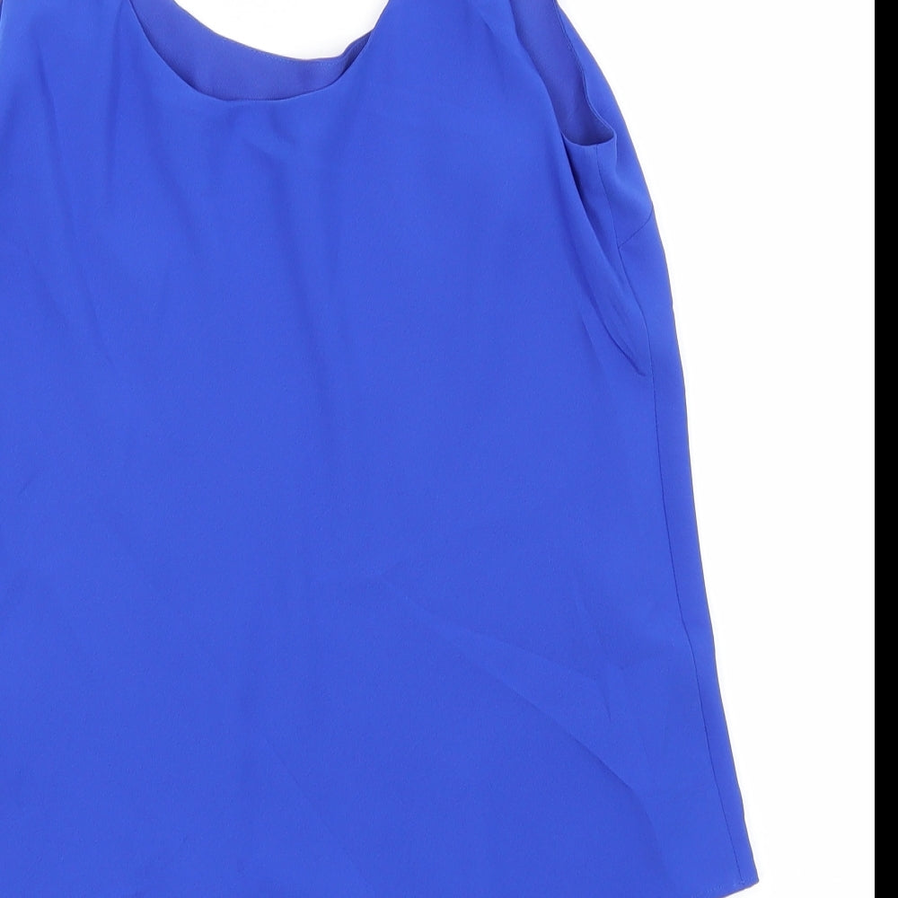 Lauren Womens Blue  Polyester Basic Tank Size 4 Round Neck