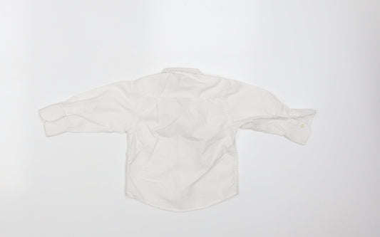 Paisely of London Boys White  Polyester Basic Button-Up Size 12-18 Months Collared Button