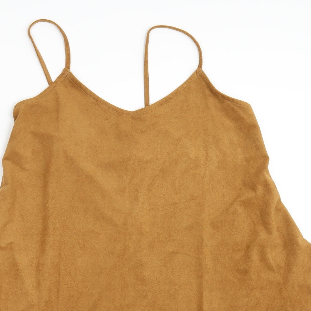 New Look Womens Brown  Polyester A-Line  Size 8  V-Neck