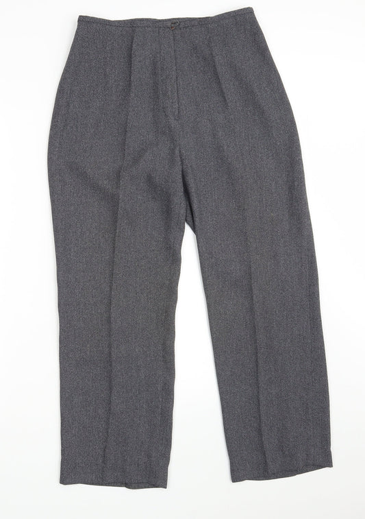 Preworn Womens Grey  Polyester Cropped Trousers Size 10 L25 in Regular Zip