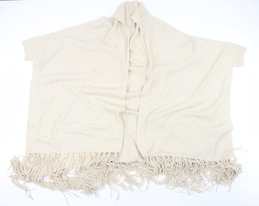 Riva Womens Beige Collared  Acrylic Cape Jumper Size S