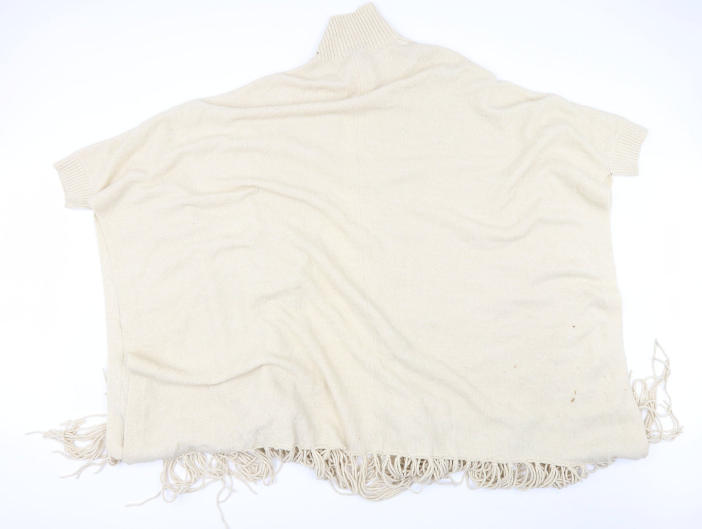 Riva Womens Beige Collared  Acrylic Cape Jumper Size S