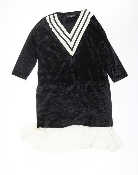 Prando Womens Black  Polyester Shift  Size 12  V-Neck  - Size 40