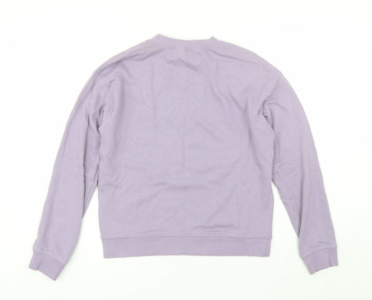 Divided Womens Purple Round Neck  Cotton Pullover Jumper Size S