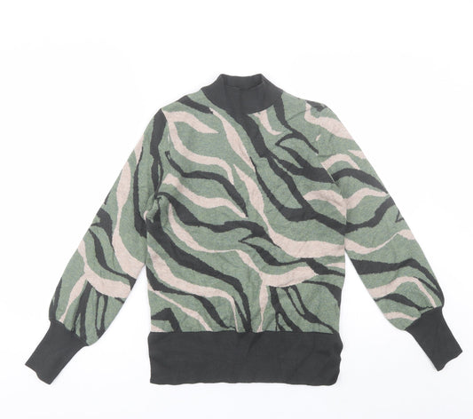 Marks and Spencer Womens Green Mock Neck  Viscose Pullover Jumper Size S