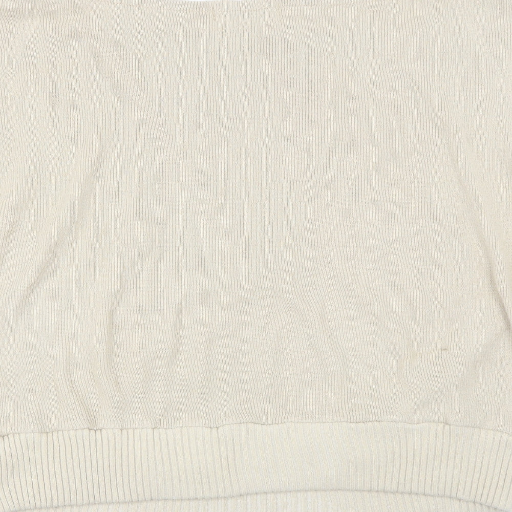 Femme Luxe Womens Beige Round Neck  Acrylic Pullover Jumper Size M