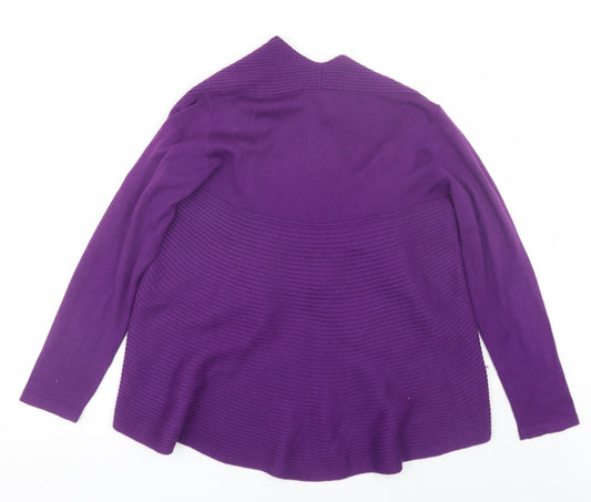 Preworn Womens Purple Collared  Acrylic Cardigan Jumper Size M