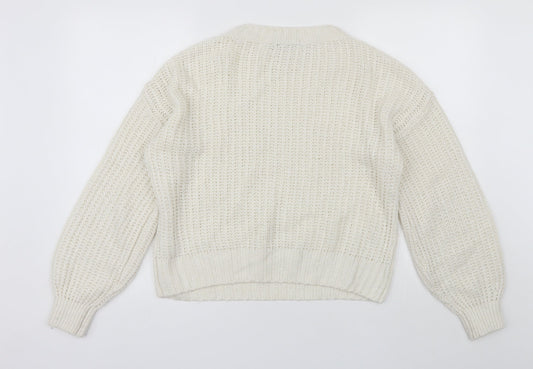 NEXT Womens White Round Neck  Acrylic Pullover Jumper Size S