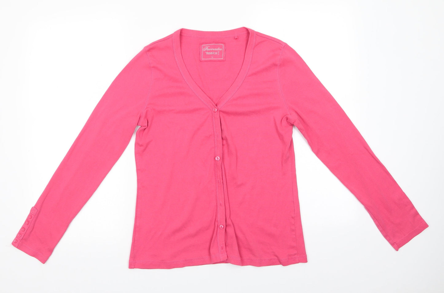 Yessica Womens Pink   Tunic T-Shirt Size L V-Neck - Coral colour