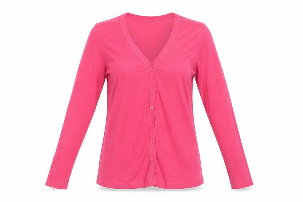 Yessica Womens Pink   Tunic T-Shirt Size L V-Neck - Coral colour