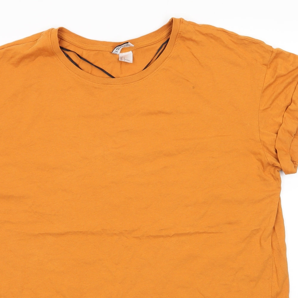 Divided Womens Gold  Cotton Basic T-Shirt Size L Round Neck