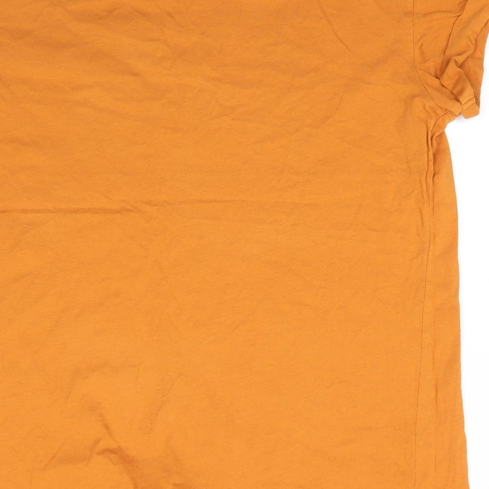 Divided Womens Gold  Cotton Basic T-Shirt Size L Round Neck