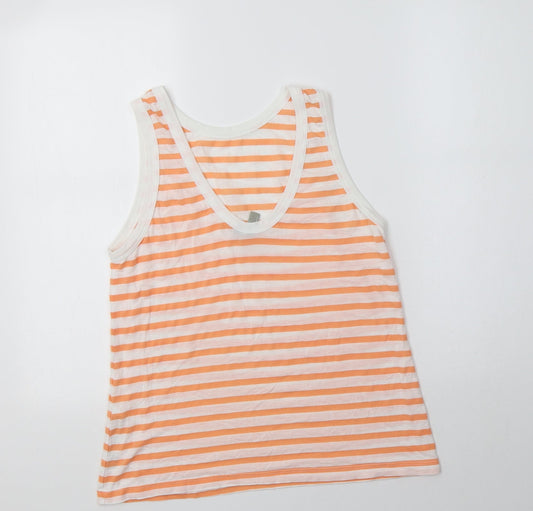 ASOS Womens Orange Striped Viscose Basic Tank Size 6 Scoop Neck